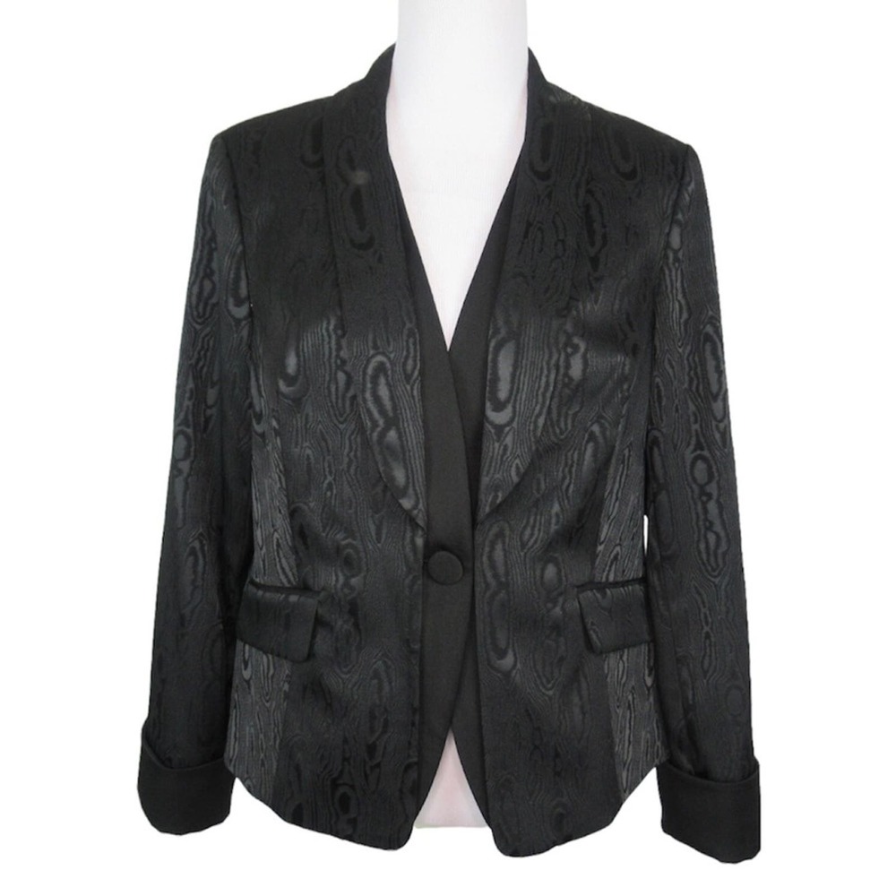 DONCASTER Black Wood Grain Pattern Fitted Jacket Blazer Women’s Size  16P